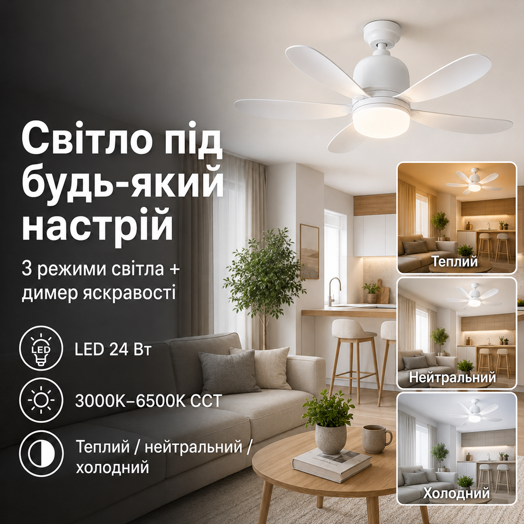 Режими освітлення вентилятора-люстри